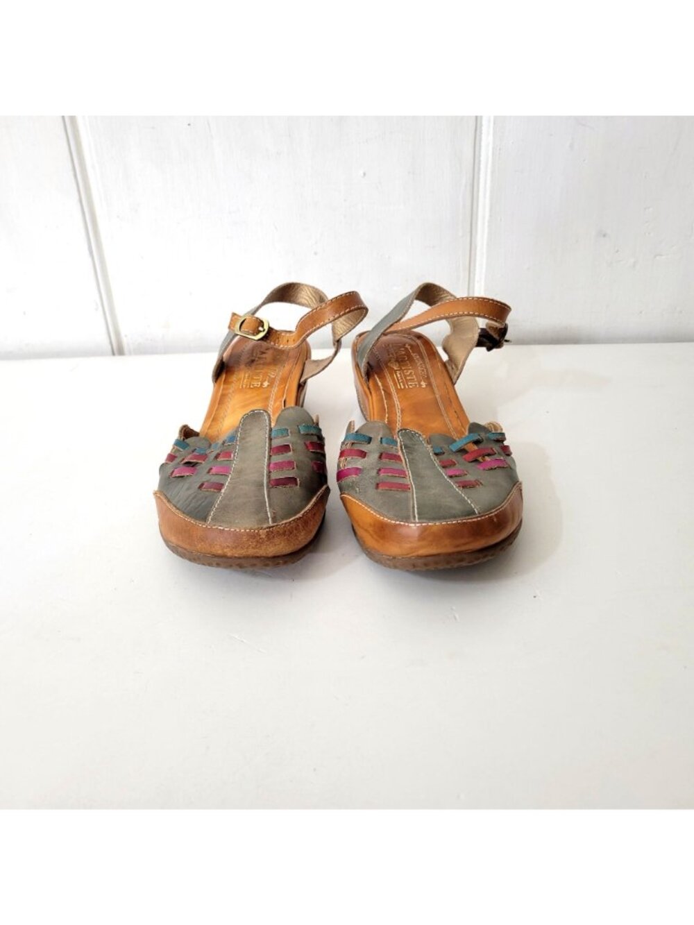 Springstep L'Artiste Leather Ankle Strap Shoes With Multicolor Cutout Design Eur - Picture 4 of 8